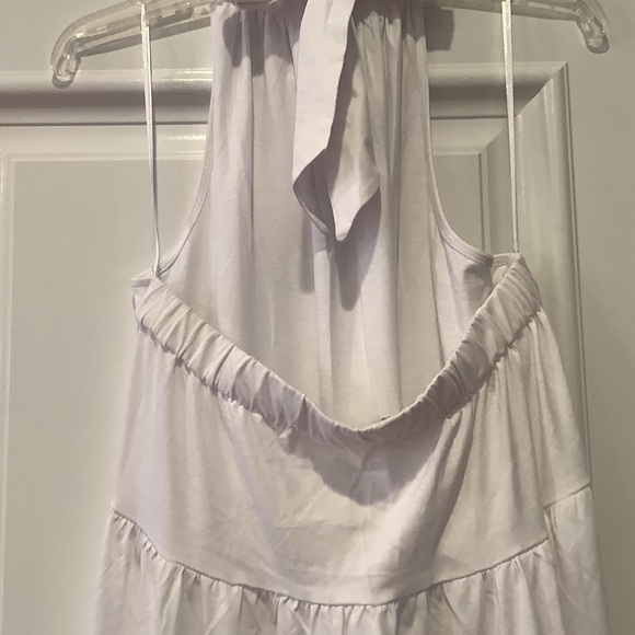 Mango Halter Neck Open Back White Dress Size 3XL Long Flowing 100% Cotton NEW - Picture 6 of 13